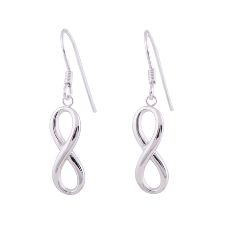 Infinity Dangle Earrings - Plain Sterling Silver - Click Image to Close